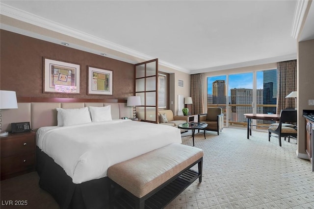 135 E Harmon Ave Unit 2515, Las Vegas, NV 89109 - bedroom featuring crown molding and light colored carpet