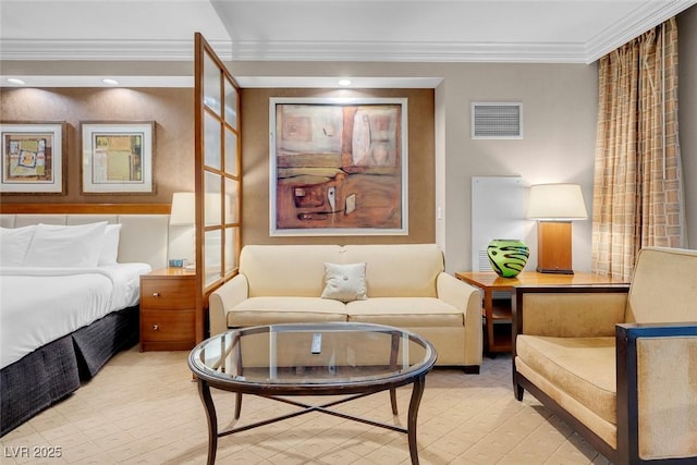 135 E Harmon Ave Unit 2515, Las Vegas, NV 89109 - bedroom featuring ornamental molding and light floors