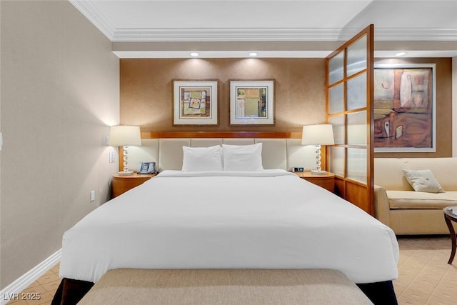 135 E Harmon Ave Unit 2515, Las Vegas, NV 89109 - bedroom with crown molding, baseboards, and recessed lighting