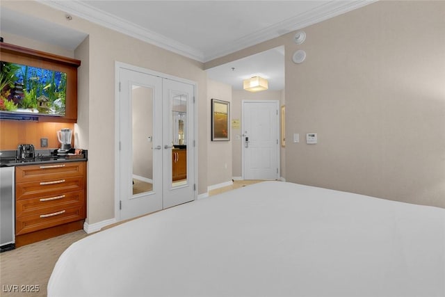 135 E Harmon Ave Unit 2515, Las Vegas, NV 89109 - bedroom with french doors, ornamental molding, and baseboards