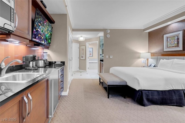 135 E Harmon Ave Unit 2515, Las Vegas, NV 89109 - bedroom with a sink and crown molding