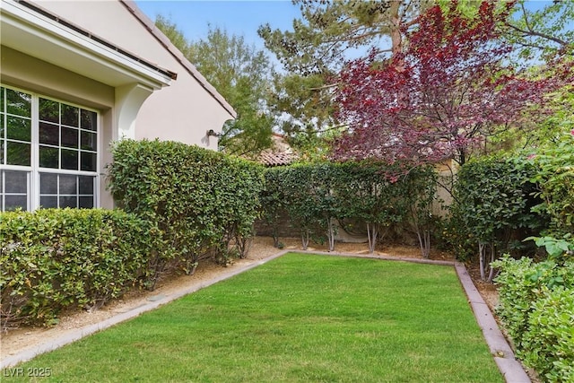 view of yard featuring a fenced backyard