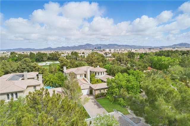 aerial view with a mountain view