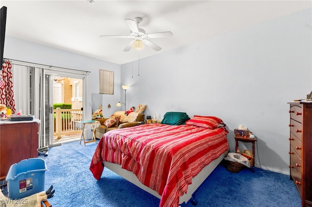 5855 Valley Dr Unit 1101, North Las Vegas, NV 89031 - carpeted bedroom with ceiling fan and access to exterior