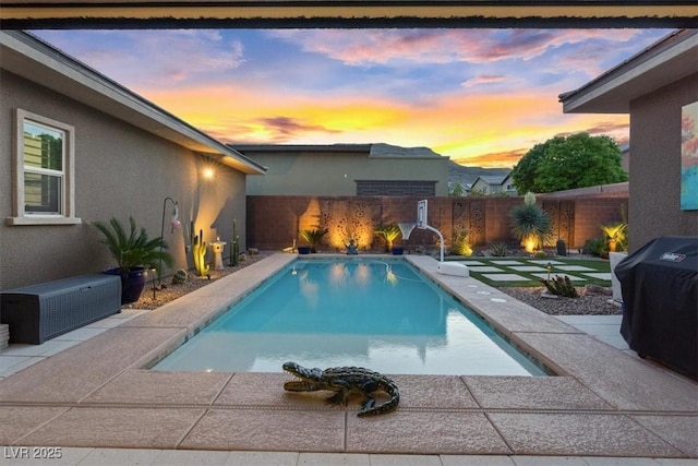 10018 Regency Square Ave, Las Vegas, NV 89148 - view of pool featuring a fenced backyard, area for grilling, and a patio