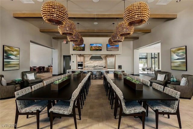 10018 Regency Square Ave, Las Vegas, NV 89148 - dining space with beam ceiling
