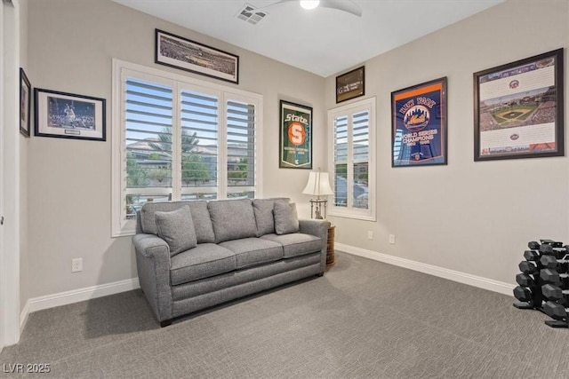 10018 Regency Square Ave, Las Vegas, NV 89148 - living area with a ceiling fan and carpet floors