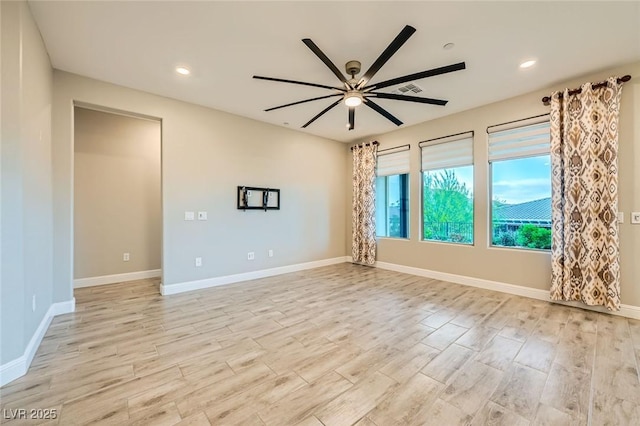 26 Sun Mirage Ave, Henderson, NV 89011 - spare room with light wood finished floors, baseboards, recessed lighting, visible vents, and ceiling fan