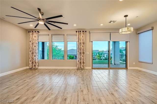 26 Sun Mirage Ave, Henderson, NV 89011 - empty room featuring light wood finished floors, a ceiling fan, visible vents, and recessed lighting