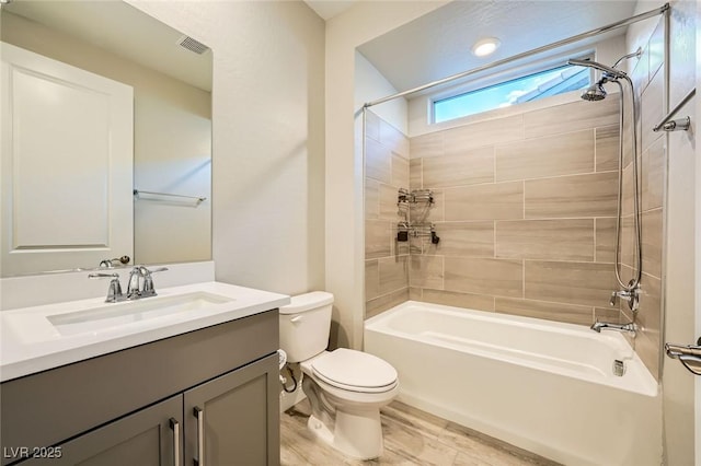 26 Sun Mirage Ave, Henderson, NV 89011 - full bathroom with shower / washtub combination, wood finished floors, visible vents, toilet, and vanity