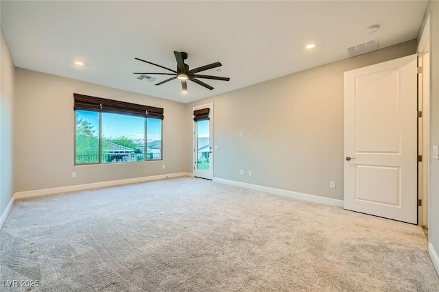 26 Sun Mirage Ave, Henderson, NV 89011 - carpeted empty room featuring recessed lighting, visible vents, baseboards, and ceiling fan