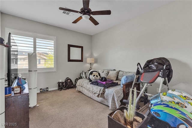 10412 Deer Heights St, Las Vegas, NV 89178 - bedroom with baseboards, visible vents, carpet floors, and ceiling fan