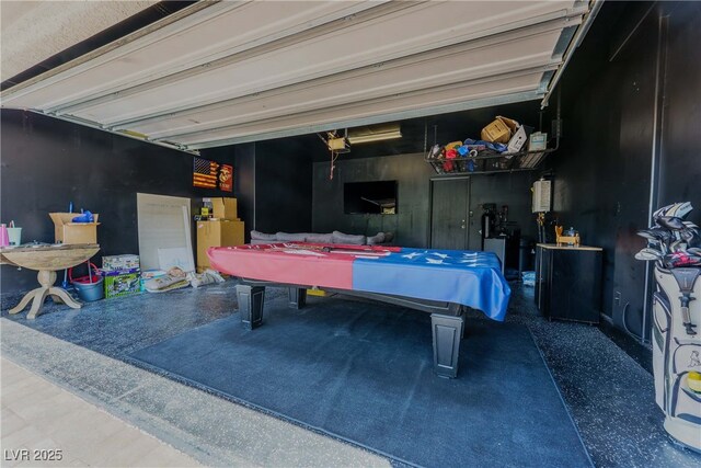 garage with a garage door opener