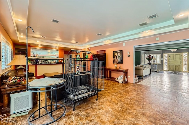 7165 Mira Monte Cir, Las Vegas, NV 89120 - interior space with visible vents and a raised ceiling