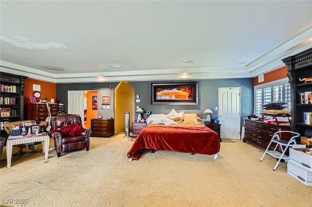 7165 Mira Monte Cir, Las Vegas, NV 89120 - carpeted bedroom with crown molding and visible vents