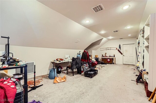 7165 Mira Monte Cir, Las Vegas, NV 89120 - bonus room featuring lofted ceiling, carpet floors, visible vents, and recessed lighting