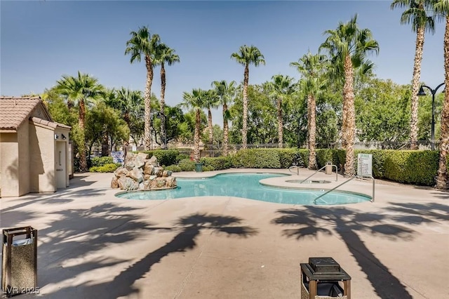 7165 Mira Monte Cir, Las Vegas, NV 89120 - view of swimming pool featuring fence, a patio area, and a fenced in pool