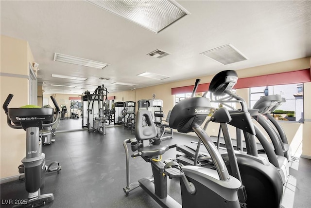 gym with visible vents