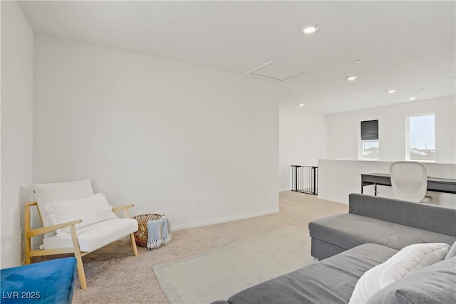 5692 Tinar St, Las Vegas, NV 89113 - carpeted living room featuring attic access, recessed lighting, and baseboards