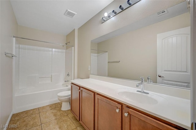 7822 Whitlocks Mill Ave, Las Vegas, NV 89147 - bathroom featuring toilet, vanity, bathing tub / shower combination, and tile patterned flooring