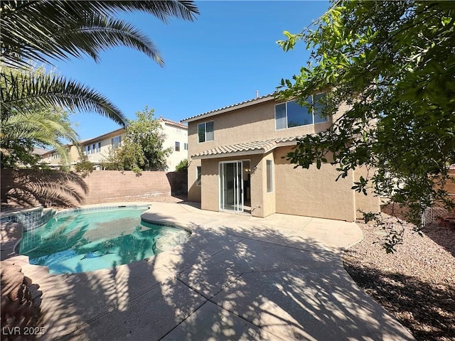 view of pool featuring a fenced backyard, a patio, and a fenced in pool