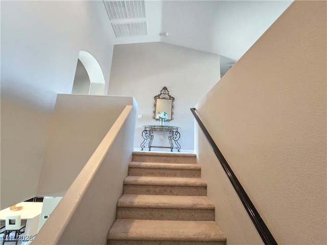 8303 Saddleback Ledge Ave, Las Vegas, NV 89147 - stairway with a towering ceiling