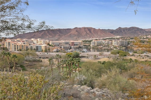 mountain view featuring a water view
