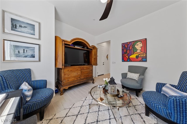 12 Tatahatso Point St, Henderson, NV 89011 - sitting room with a ceiling fan and wood finished floors