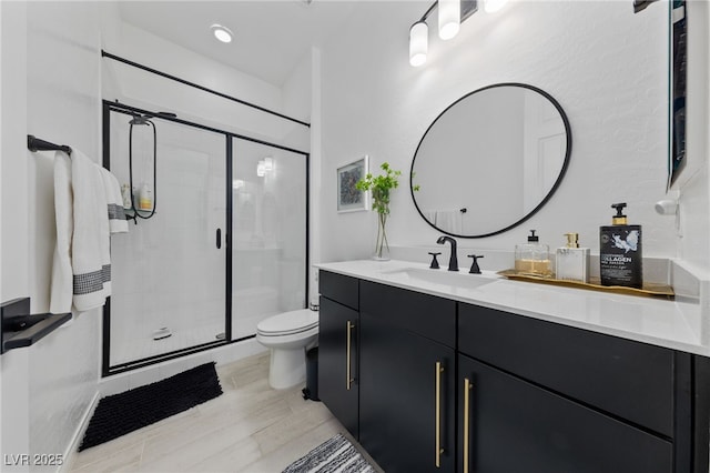 12 Tatahatso Point St, Henderson, NV 89011 - full bath with toilet, vanity, a stall shower, and wood finished floors
