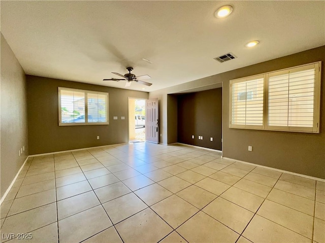 7173 Dravite Ct, Las Vegas, NV 89148 - spare room with ceiling fan, light tile patterned floors, baseboards, and recessed lighting