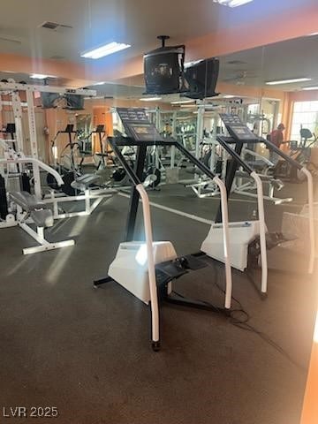 workout area featuring visible vents
