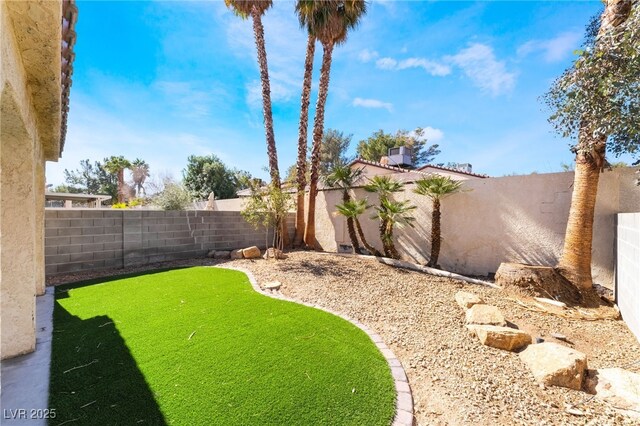 view of yard featuring a fenced backyard