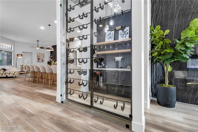 1350 Rossini St, Henderson, NV 89052 - wine cellar with wood finished floors and ceiling fan