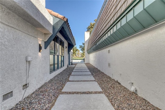view of home's exterior featuring stucco siding