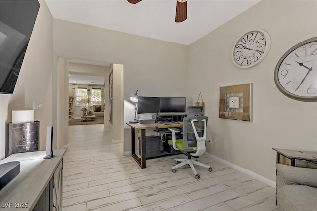8992 Sparkling River Ct, Las Vegas, NV 89178 - home office featuring ceiling fan and baseboards