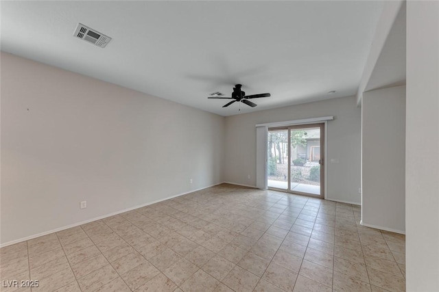 6116 Tokara Ave, Las Vegas, NV 89122 - unfurnished room with baseboards, a ceiling fan, light tile patterned flooring, and visible vents