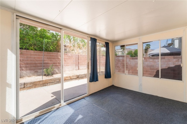 view of unfurnished sunroom