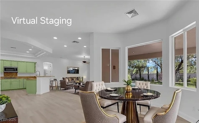 4722 Blue Mesa Way, Las Vegas, NV 89129 - dining room with recessed lighting, ceiling fan, and baseboards