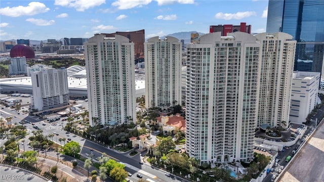 birds eye view of property with a view of city