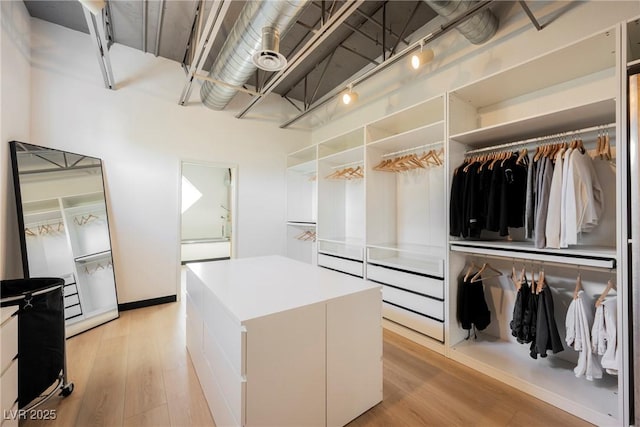 spacious closet featuring light wood-style floors
