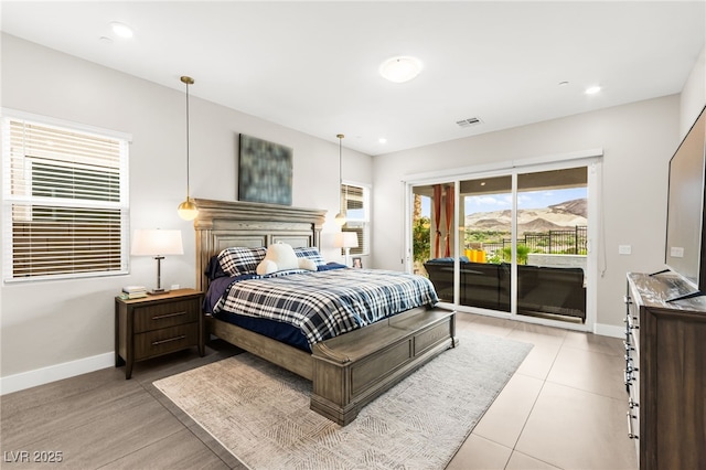 103 Reflection Cove Dr, Henderson, NV 89011 - bedroom with recessed lighting, visible vents, baseboards, and access to outside