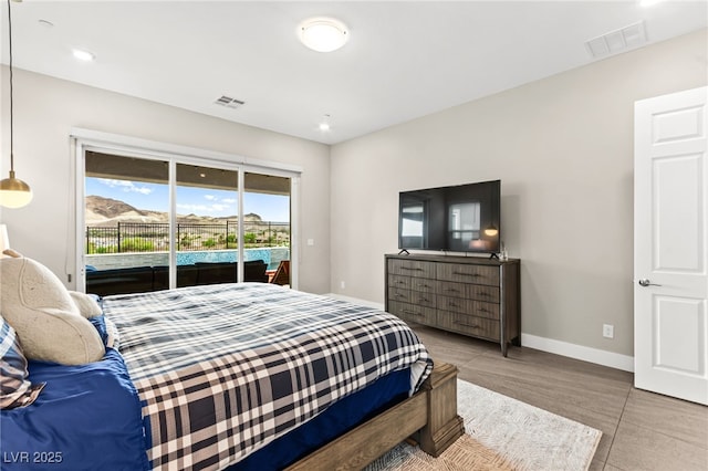 103 Reflection Cove Dr, Henderson, NV 89011 - bedroom with baseboards, visible vents, recessed lighting, and access to exterior