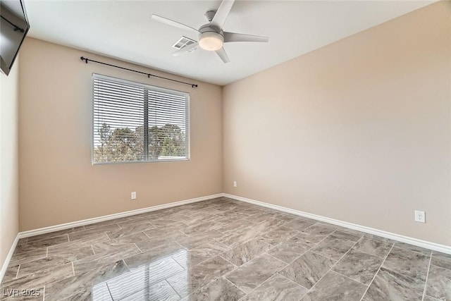 3428 Iron Hagen Ct, Las Vegas, NV 89141 - spare room with ceiling fan, baseboards, and visible vents
