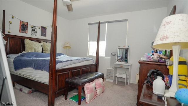 bedroom with carpet floors and ceiling fan