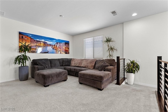 8107 Skye Sweep St, Las Vegas, NV 89166 - carpeted living area with recessed lighting, visible vents, and baseboards