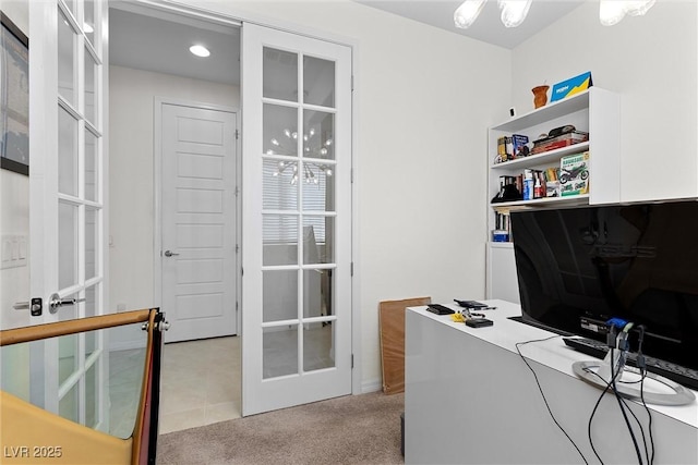 8107 Skye Sweep St, Las Vegas, NV 89166 - carpeted office with french doors and recessed lighting
