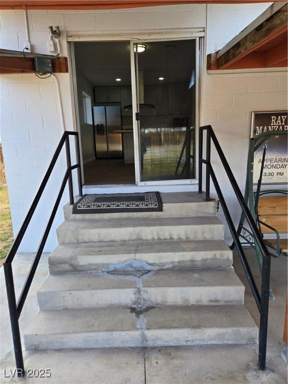 4754 Marnell Dr, Las Vegas, NV 89121 - property entrance with concrete block siding