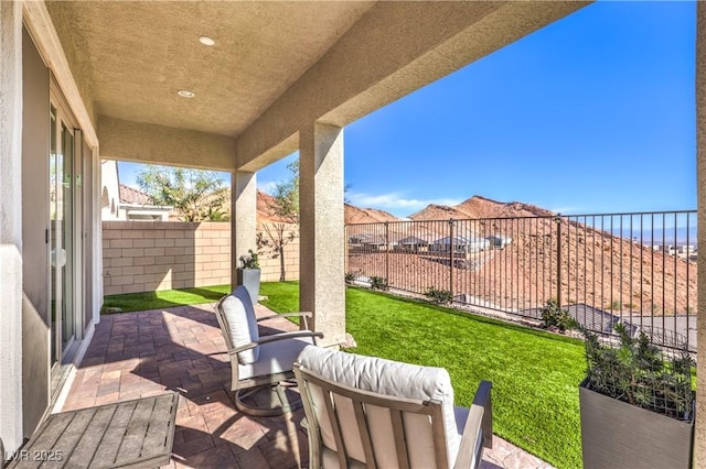 view of patio featuring a fenced backyard