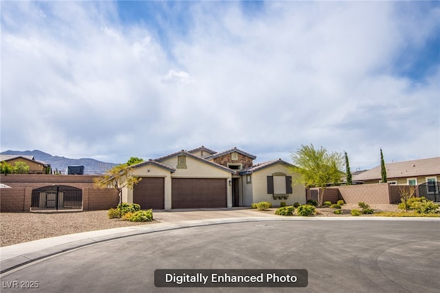 10470 Irish Cliffs Ct, Las Vegas, NV 89149 - view of front of property with concrete driveway, a gate, stucco siding, fence, and a garage