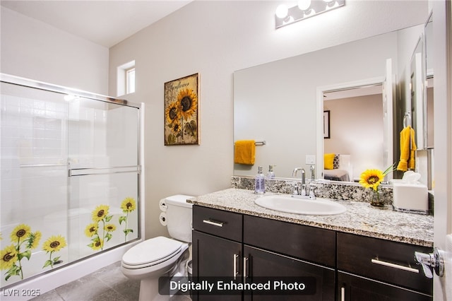10470 Irish Cliffs Ct, Las Vegas, NV 89149 - ensuite bathroom featuring toilet, a shower stall, vanity, and ensuite bath